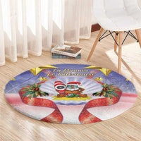 American Samoa Christmas Round Carpet Seashell Santa Beach Vibes LT05 - Polynesian Pride