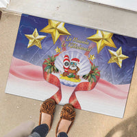 American Samoa Christmas Rubber Doormat Seashell Santa Beach Vibes LT05 - Polynesian Pride