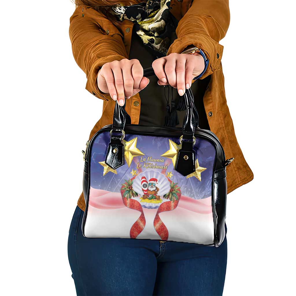 American Samoa Christmas Shoulder Handbag Seashell Santa Beach Vibes LT05 One Size Navy - Polynesian Pride