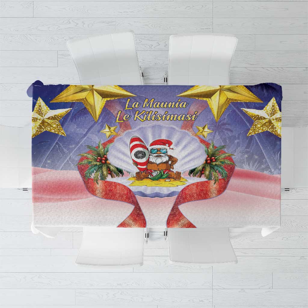 American Samoa Christmas Tablecloth Seashell Santa Beach Vibes LT05 Navy - Polynesian Pride
