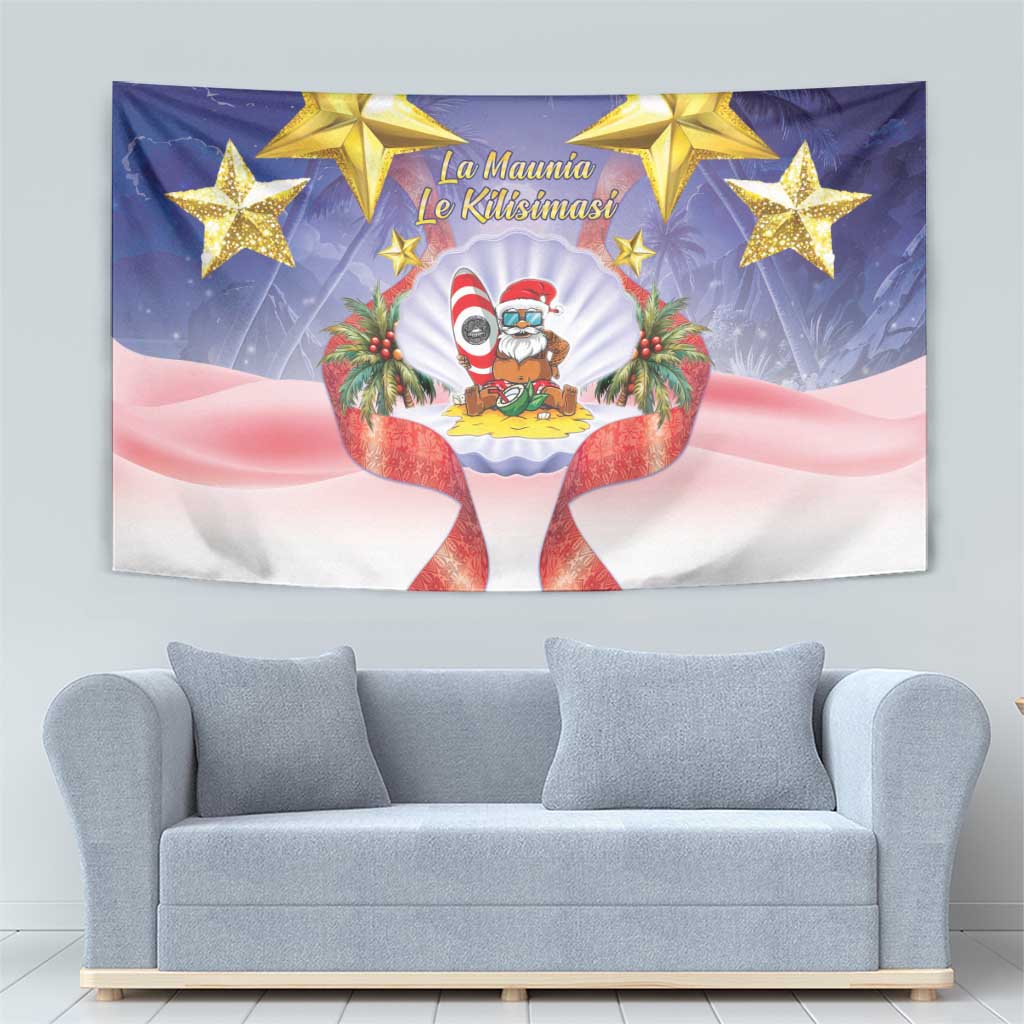 American Samoa Christmas Tapestry Seashell Santa Beach Vibes LT05 - Polynesian Pride