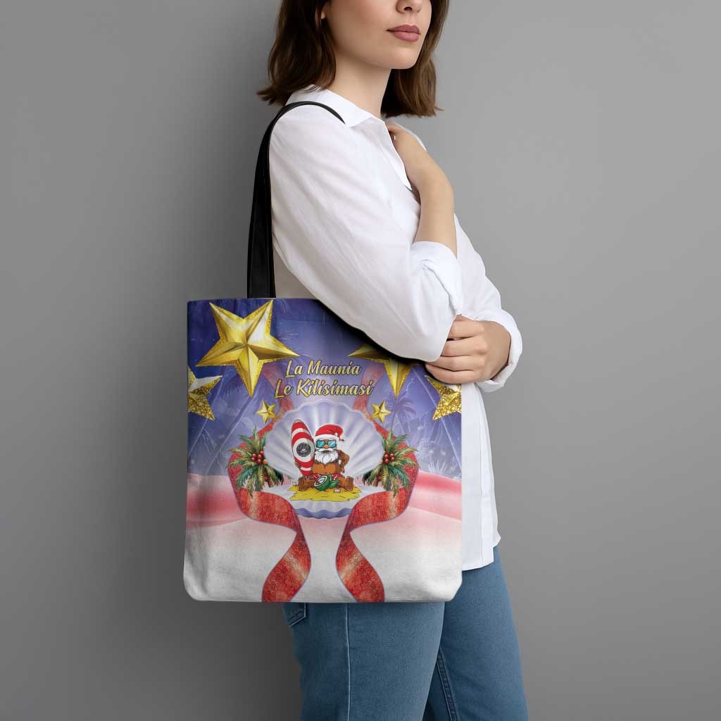 American Samoa Christmas Tote Bag Seashell Santa Beach Vibes LT05 - Polynesian Pride