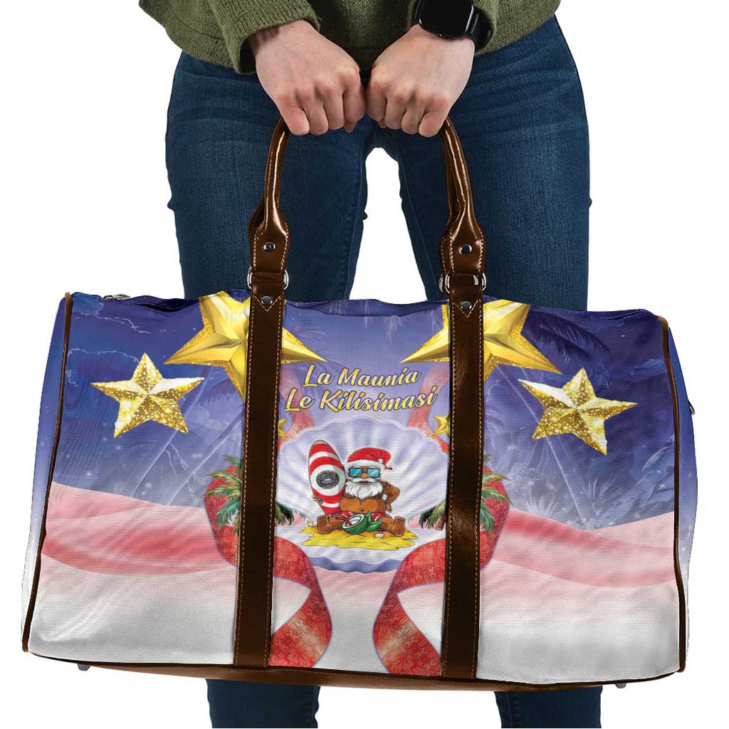 American Samoa Christmas Travel Bag Seashell Santa Beach Vibes LT05 Navy - Polynesian Pride