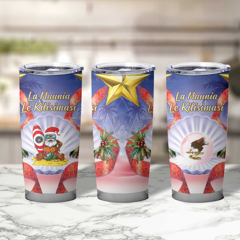 American Samoa Christmas Tumbler Cup Seashell Santa Beach Vibes LT05 - Polynesian Pride