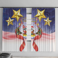 American Samoa Christmas Window Curtain Seashell Santa Beach Vibes LT05 With Hooks Navy - Polynesian Pride