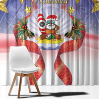 American Samoa Christmas Window Curtain Seashell Santa Beach Vibes LT05 - Polynesian Pride