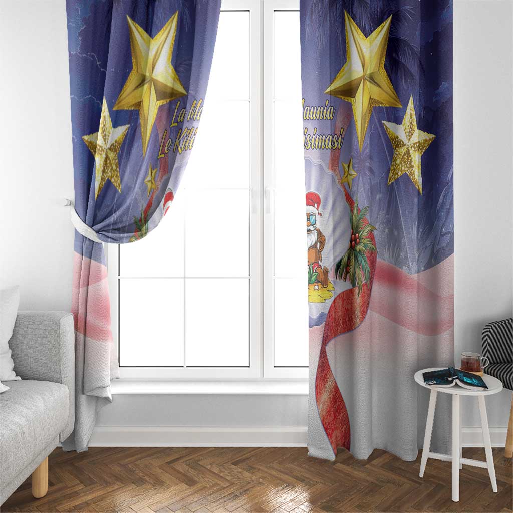 American Samoa Christmas Window Curtain Seashell Santa Beach Vibes LT05 - Polynesian Pride