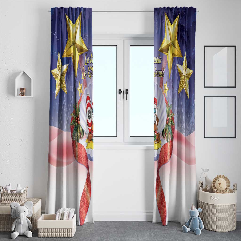 American Samoa Christmas Window Curtain Seashell Santa Beach Vibes LT05 - Polynesian Pride