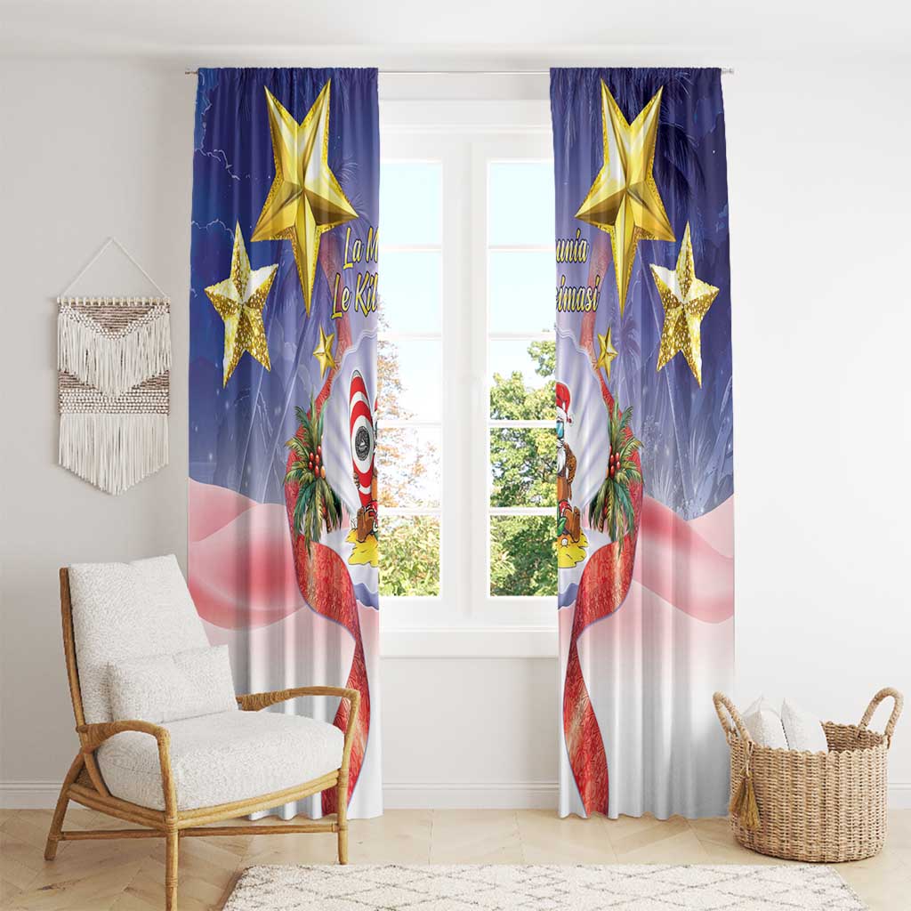American Samoa Christmas Window Curtain Seashell Santa Beach Vibes LT05 - Polynesian Pride