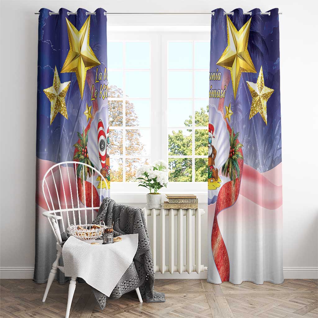 American Samoa Christmas Window Curtain Seashell Santa Beach Vibes LT05 - Polynesian Pride