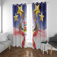 American Samoa Christmas Window Curtain Seashell Santa Beach Vibes LT05 With Grommets Navy - Polynesian Pride