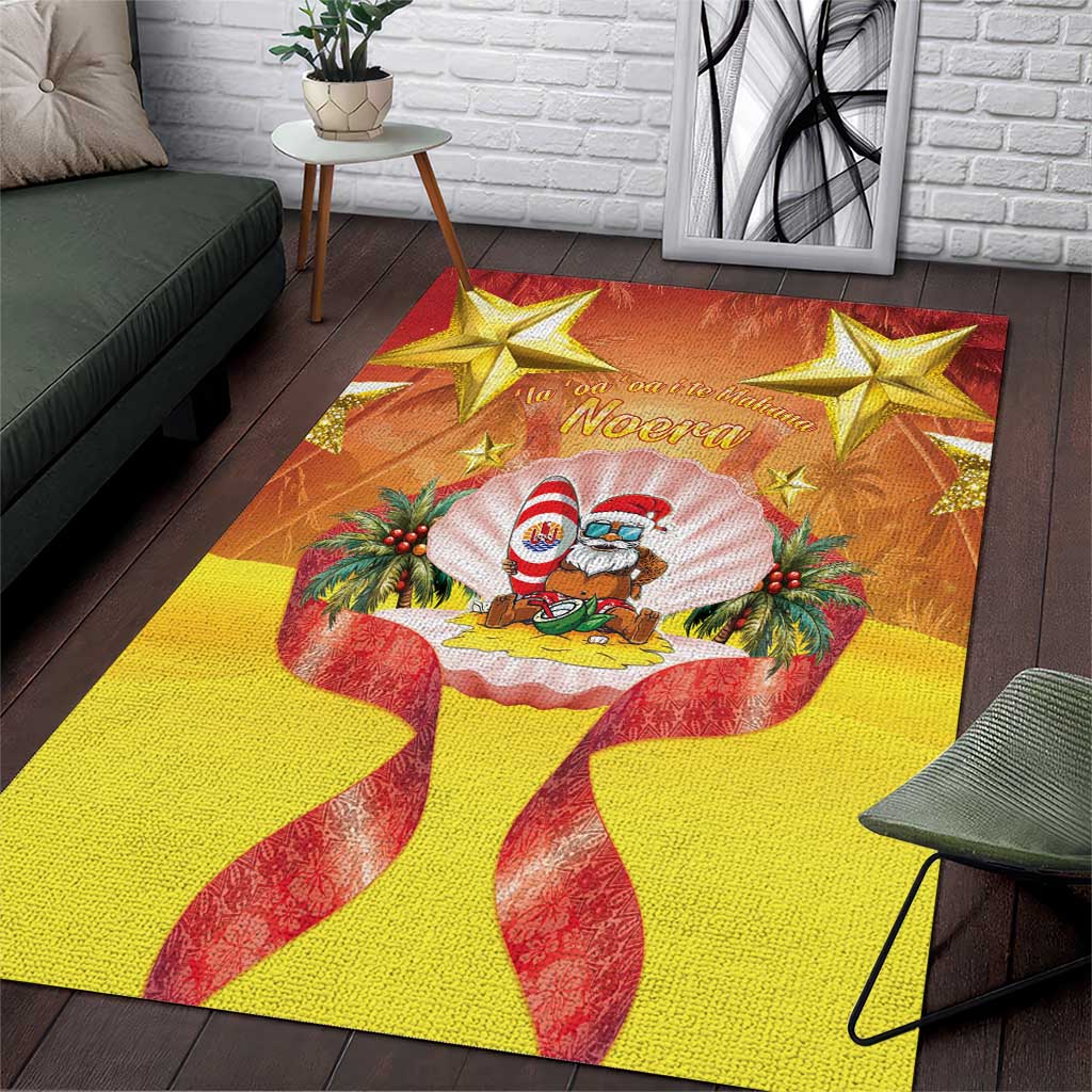 French Polynesia Christmas Area Rug Seashell Santa Beach Vibes LT05 Orange - Polynesian Pride
