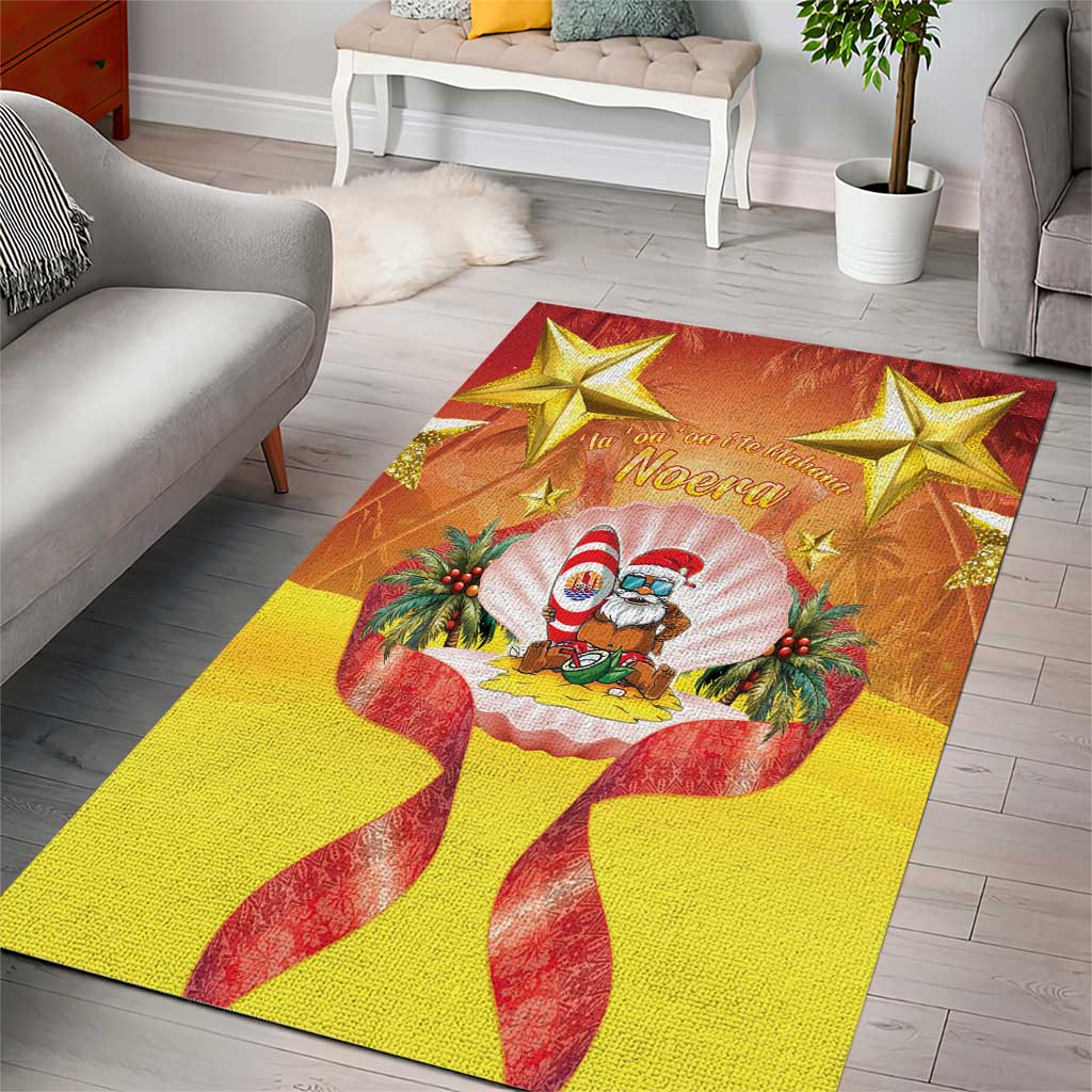 French Polynesia Christmas Area Rug Seashell Santa Beach Vibes LT05 - Polynesian Pride