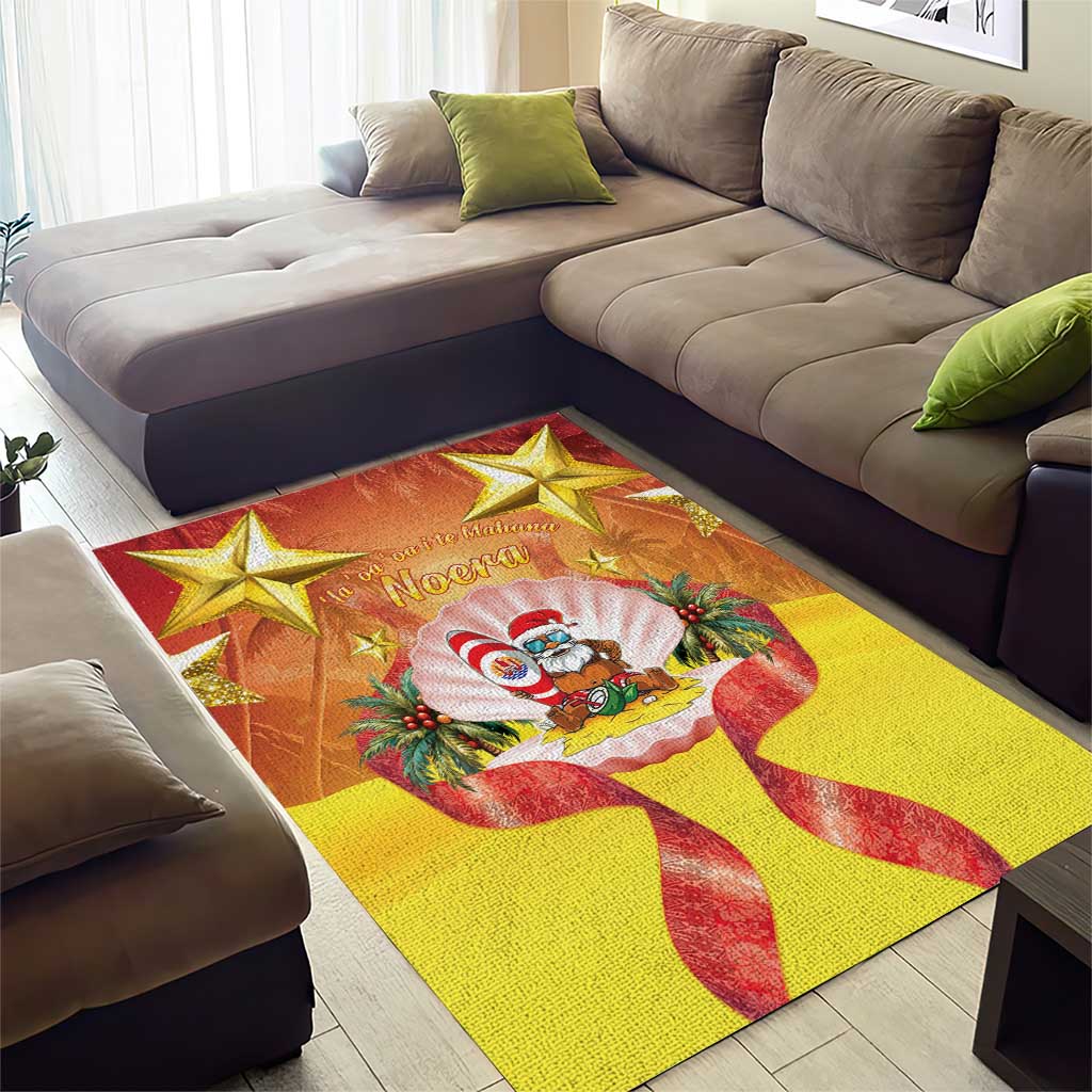 French Polynesia Christmas Area Rug Seashell Santa Beach Vibes LT05 - Polynesian Pride