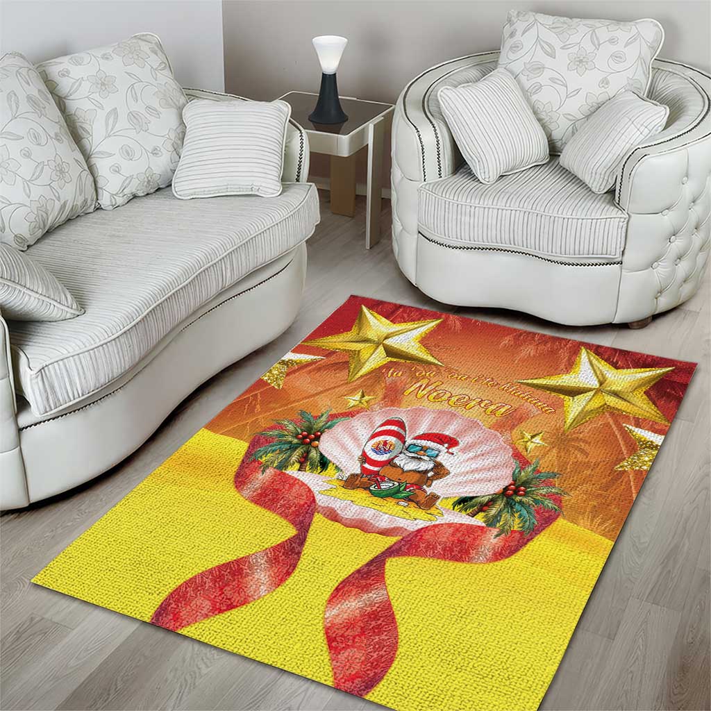 French Polynesia Christmas Area Rug Seashell Santa Beach Vibes LT05 - Polynesian Pride