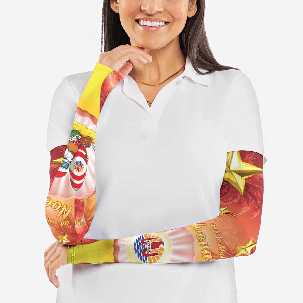 French Polynesia Christmas Arm Sleeves Seashell Santa Beach Vibes LT05 - Polynesian Pride