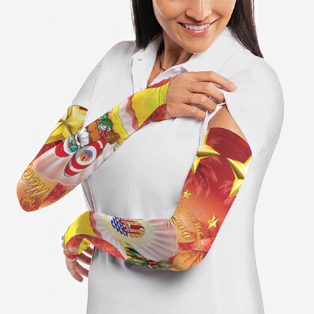 French Polynesia Christmas Arm Sleeves Seashell Santa Beach Vibes LT05 - Polynesian Pride