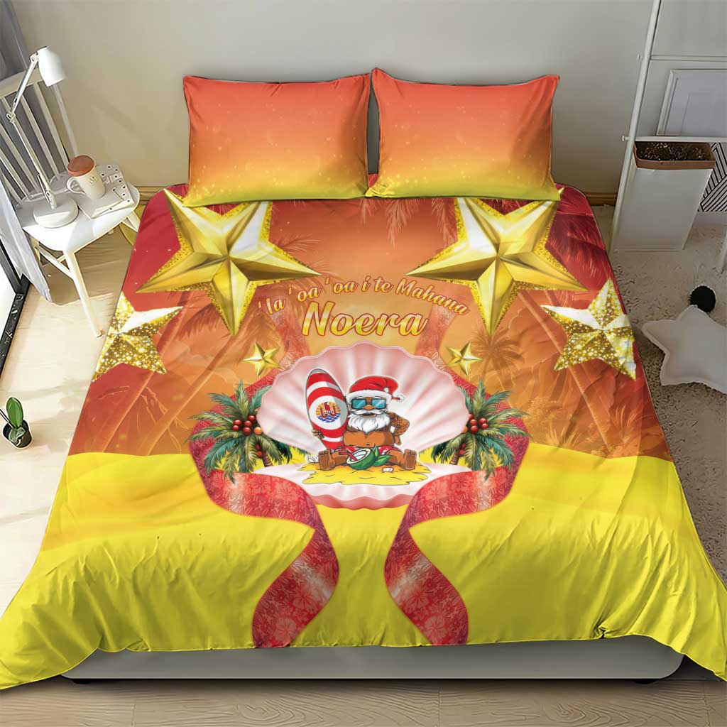 French Polynesia Christmas Bedding Set Seashell Santa Beach Vibes LT05 - Polynesian Pride