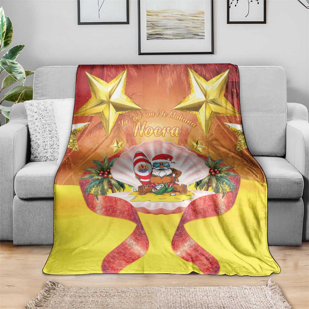 French Polynesia Christmas Blanket Seashell Santa Beach Vibes LT05 - Polynesian Pride