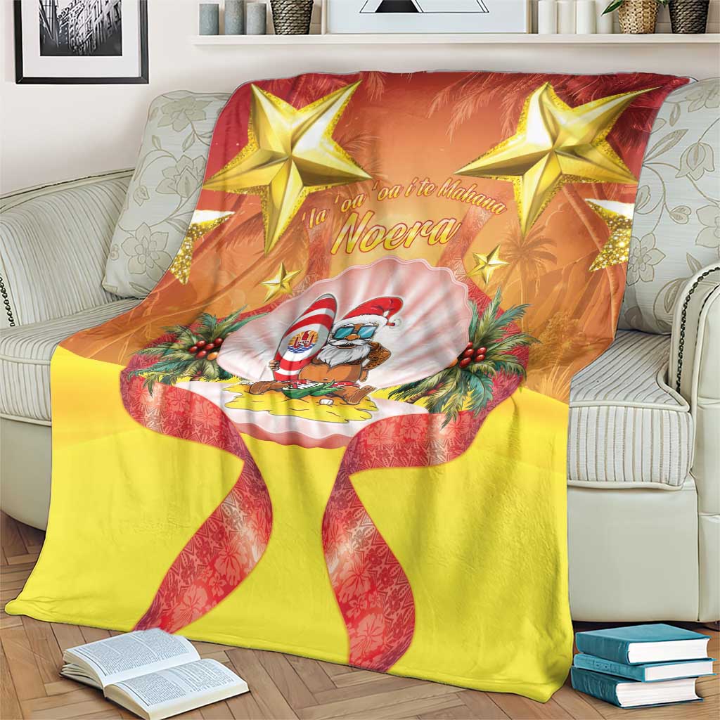 French Polynesia Christmas Blanket Seashell Santa Beach Vibes LT05 - Polynesian Pride