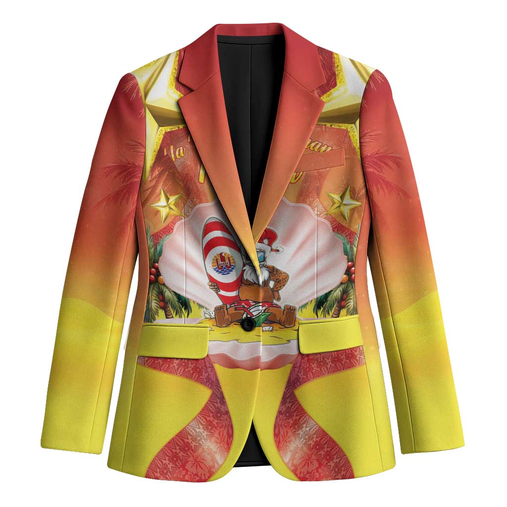 French Polynesia Christmas Blazer Seashell Santa Beach Vibes LT05 Unisex Orange - Polynesian Pride