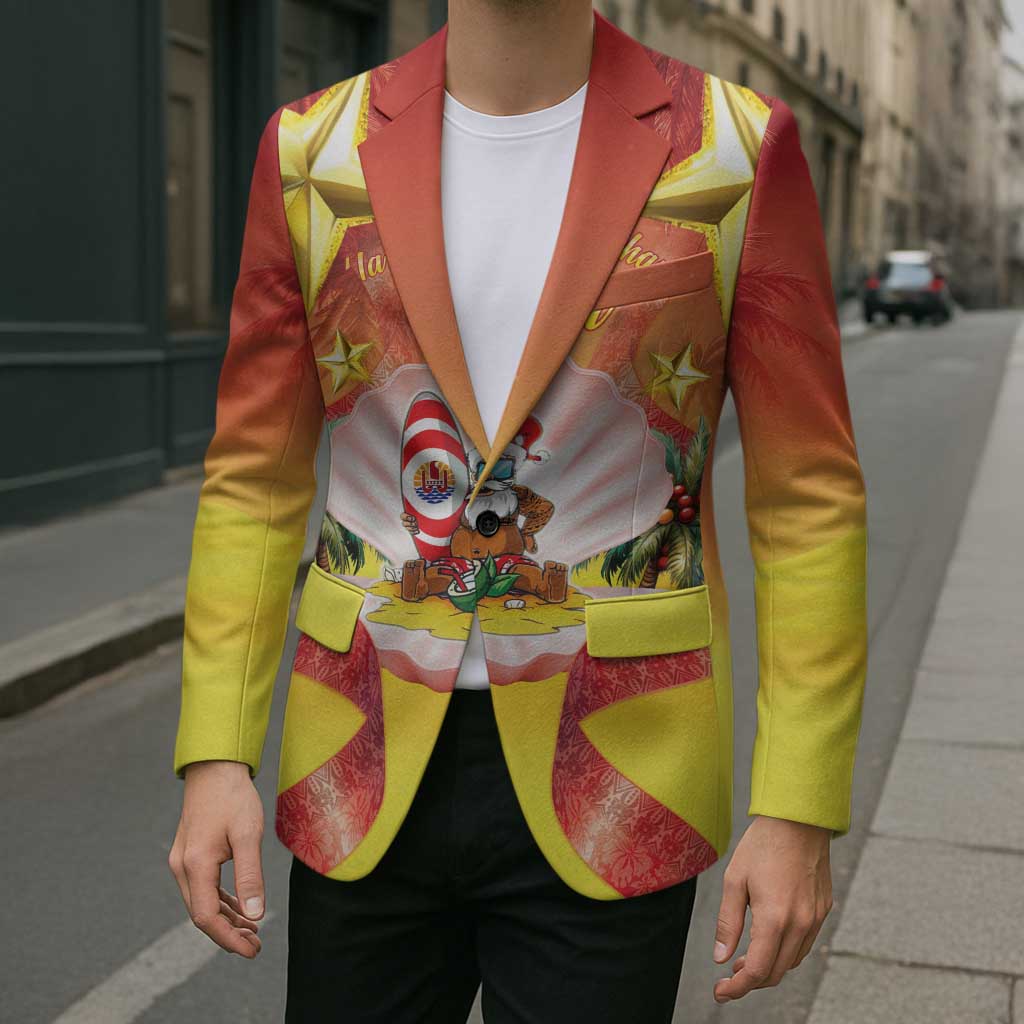 French Polynesia Christmas Blazer Seashell Santa Beach Vibes LT05 - Polynesian Pride