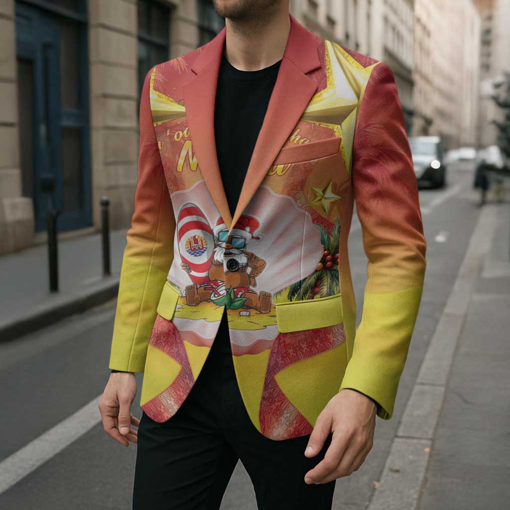 French Polynesia Christmas Blazer Seashell Santa Beach Vibes LT05 - Polynesian Pride