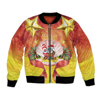 French Polynesia Christmas Bomber Jacket Seashell Santa Beach Vibes LT05 Unisex Orange - Polynesian Pride