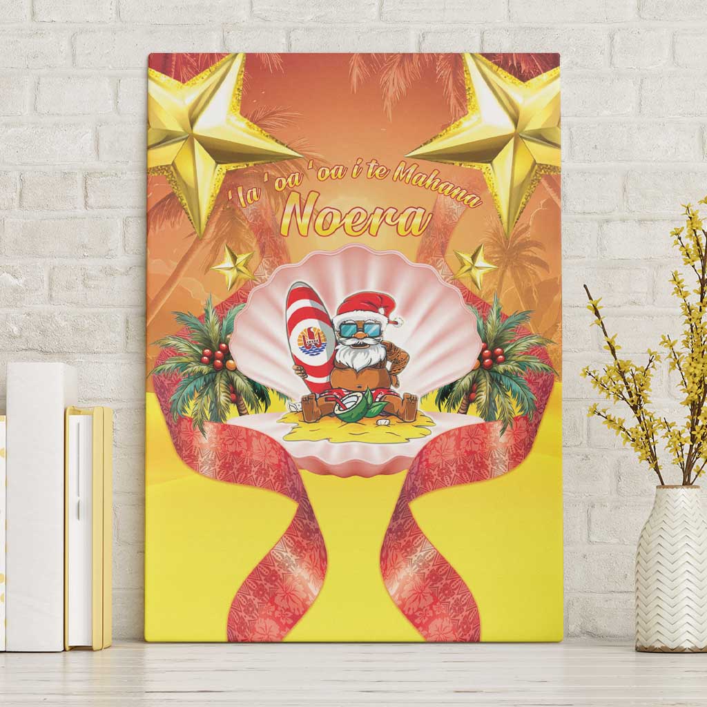 French Polynesia Christmas Canvas Wall Art Seashell Santa Beach Vibes LT05 Without Frame Orange - Polynesian Pride