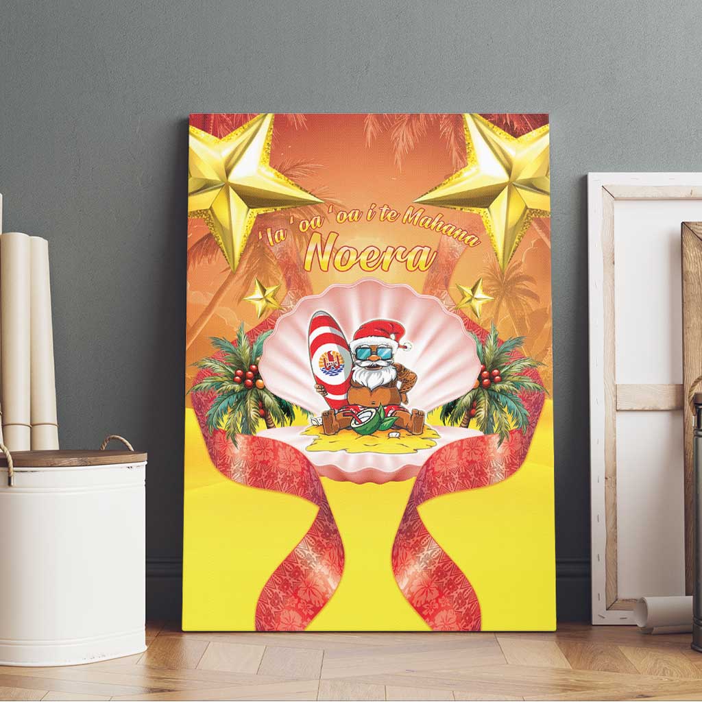 French Polynesia Christmas Canvas Wall Art Seashell Santa Beach Vibes LT05 - Polynesian Pride