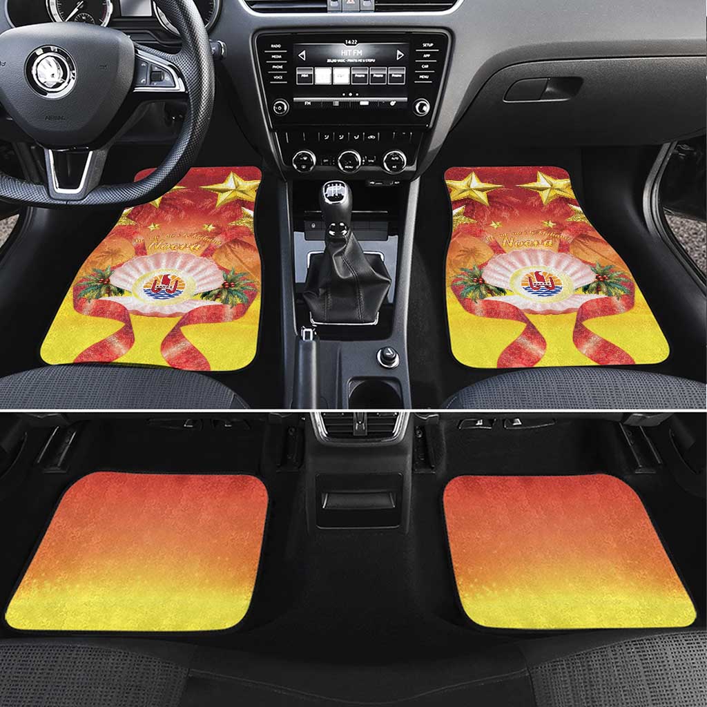 French Polynesia Christmas Car Mats Seashell Santa Beach Vibes LT05 Set 4pcs Orange - Polynesian Pride
