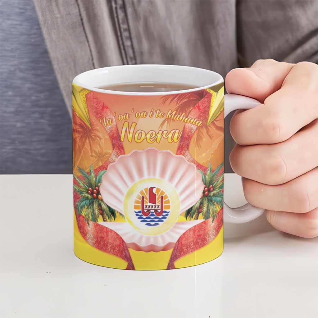 French Polynesia Christmas Ceramic Mug Seashell Santa Beach Vibes LT05 - Polynesian Pride