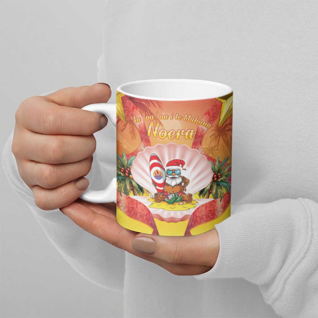 French Polynesia Christmas Ceramic Mug Seashell Santa Beach Vibes LT05 - Polynesian Pride