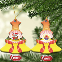 French Polynesia Christmas Ceramic Ornament Seashell Santa Beach Vibes - Polynesian Pride