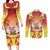 French Polynesia Christmas Couples Matching Long Sleeve Bodycon Dress and Long Sleeve Button Shirt Seashell Santa Beach Vibes - Polynesian Pride