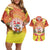 French Polynesia Christmas Couples Matching Off Shoulder Short Dress and Hawaiian Shirt Seashell Santa Beach Vibes - Polynesian Pride