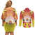 French Polynesia Christmas Couples Matching Off Shoulder Short Dress and Long Sleeve Button Shirt Seashell Santa Beach Vibes - Polynesian Pride