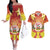 French Polynesia Christmas Couples Matching Off The Shoulder Long Sleeve Dress and Hawaiian Shirt Seashell Santa Beach Vibes - Polynesian Pride