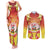 French Polynesia Christmas Couples Matching Tank Maxi Dress and Long Sleeve Button Shirt Seashell Santa Beach Vibes - Polynesian Pride