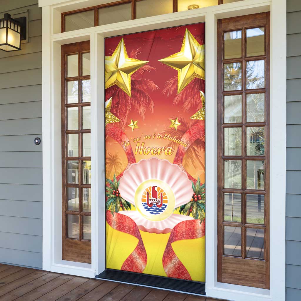 French Polynesia Christmas Door Cover Seashell Santa Beach Vibes LT05 - Polynesian Pride