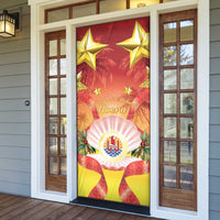 French Polynesia Christmas Door Cover Seashell Santa Beach Vibes LT05 - Polynesian Pride