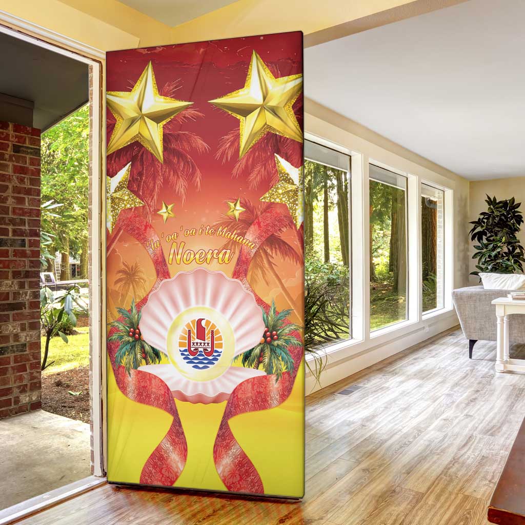 French Polynesia Christmas Door Cover Seashell Santa Beach Vibes LT05 - Polynesian Pride