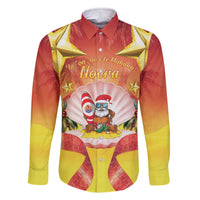 French Polynesia Christmas Family Matching Off The Shoulder Long Sleeve Dress and Hawaiian Shirt Seashell Santa Beach Vibes - Polynesian Pride