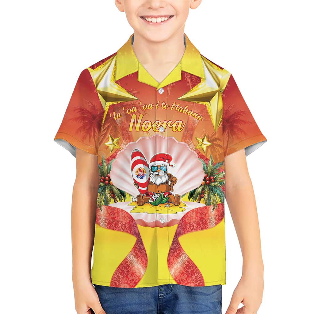 French Polynesia Christmas Family Matching Short Sleeve Bodycon Dress and Hawaiian Shirt Seashell Santa Beach Vibes - Polynesian Pride