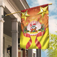 French Polynesia Christmas Garden Flag Seashell Santa Beach Vibes - Polynesian Pride