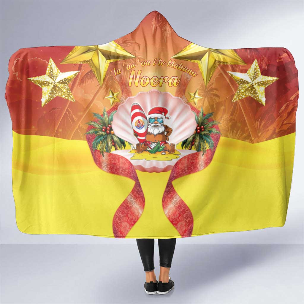 French Polynesia Christmas Hooded Blanket Seashell Santa Beach Vibes LT05 One Size Orange - Polynesian Pride