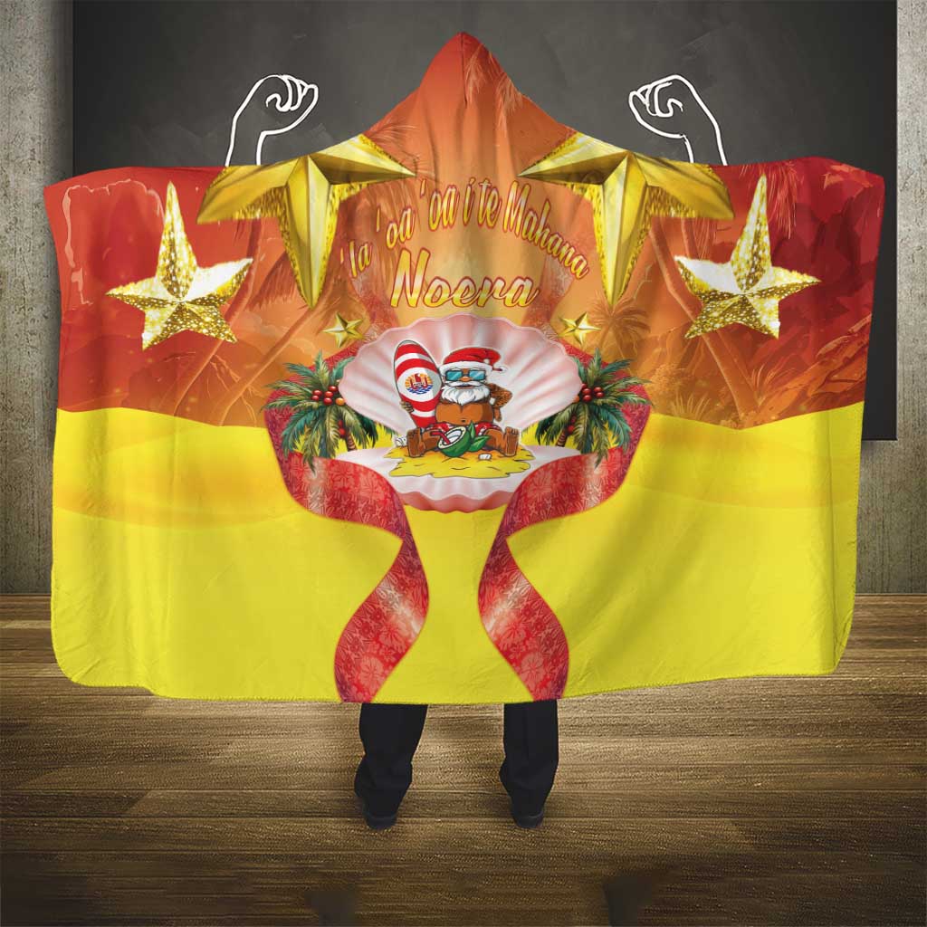 French Polynesia Christmas Hooded Blanket Seashell Santa Beach Vibes LT05 - Polynesian Pride