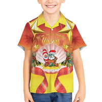 French Polynesia Christmas Kid Hawaiian Shirt Seashell Santa Beach Vibes LT05 Kid Orange - Polynesian Pride