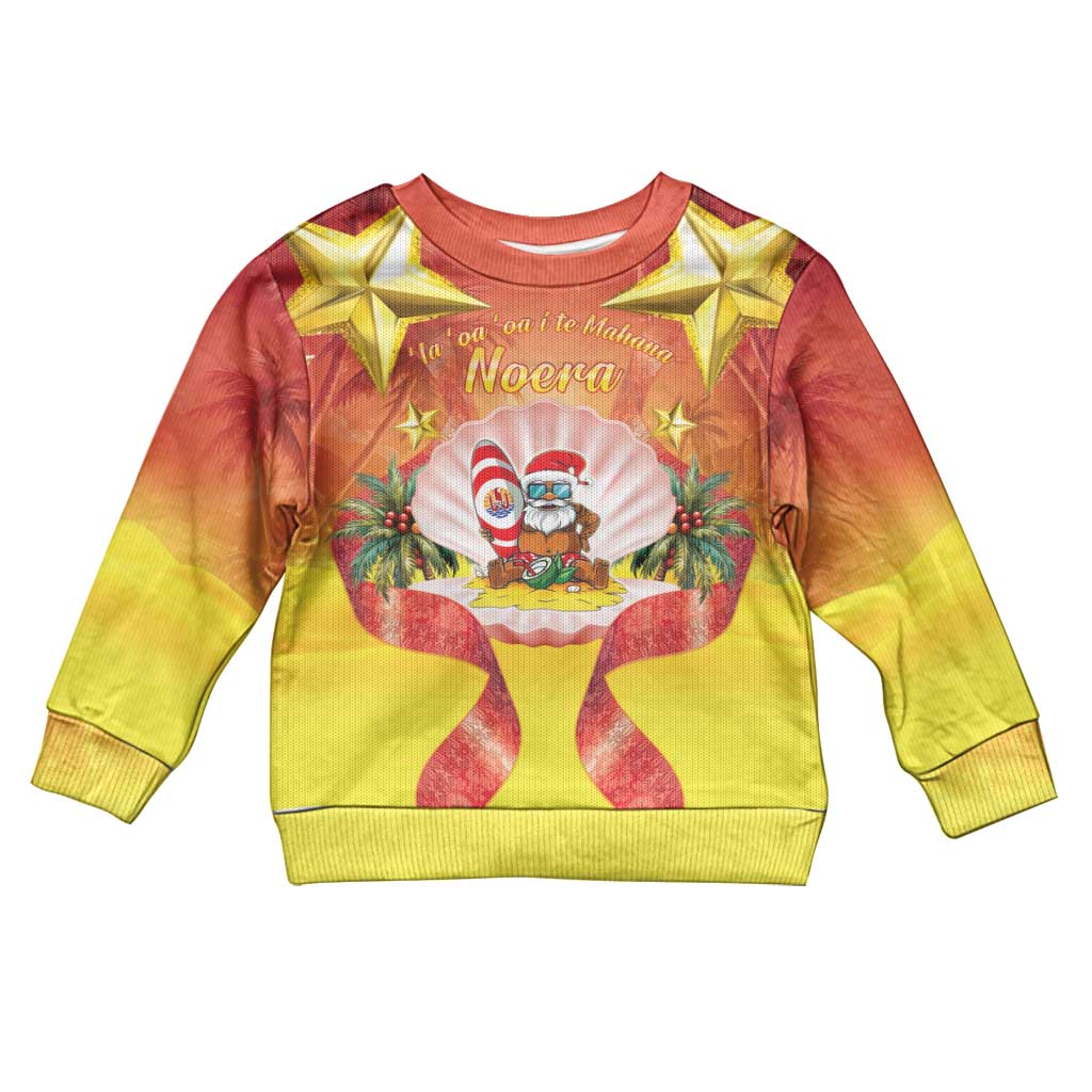 French Polynesia Christmas Kid Ugly Christmas Sweater Seashell Santa Beach Vibes - Polynesian Pride