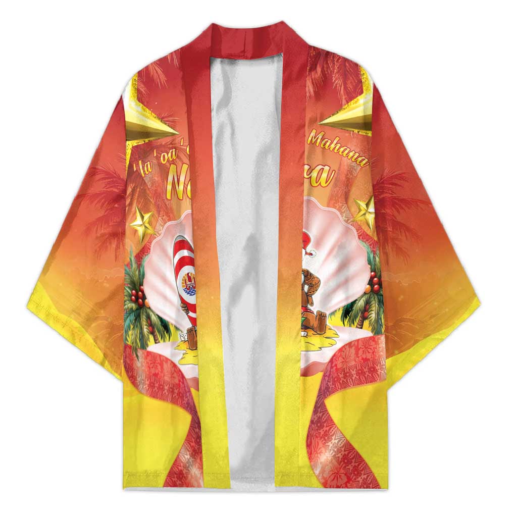 French Polynesia Christmas Kimono Seashell Santa Beach Vibes LT05 Unisex Orange - Polynesian Pride